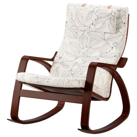 Кресло-качалка ПОЭНГ, классический коричневый, Висланда черный/белый