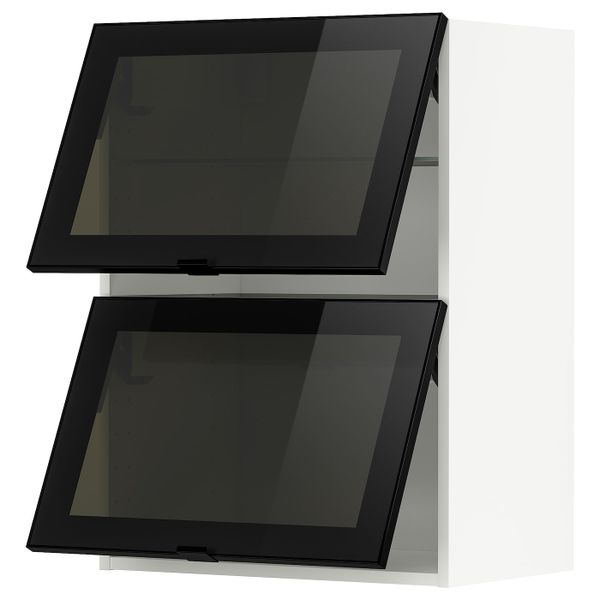 Навесной горизонтальный шкаф/2двери, белый/Ютис дымчатое стекло 60x80 см IKEA METOD МЕТОД 393.939.64 - фото 1