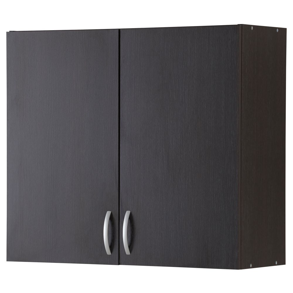 Навесной шкаф с дверями АЛЬБРУ, черно-коричневый (80x70 см) - фото 1