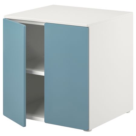 Шкаф, белый синий, с 1 полкой, 60x57x63 см IKEA PLATSA ПЛАТСАA ПЛАТСА, SMÅSTAD СМОСТАД 595.426.56