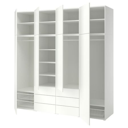 PLATSA Шкаф с 8 дверцами и 6 ящиками - белый/ФОННЕС белый 240x57x241 см
