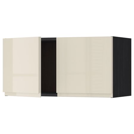 Навесной шкаф с 2 дверями, черный, Воксторп глянцевый светло-бежевый 80x40 см IKEA МЕТОД 392.406.93