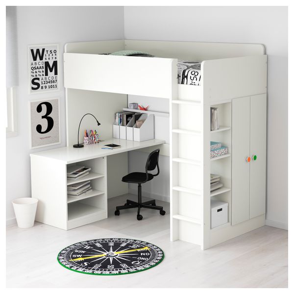 Кровать-чердак, 2 полки, 2 дверцы СТУВА / ФОЛЬЯ, белый (207x99x193 см) - фото 5