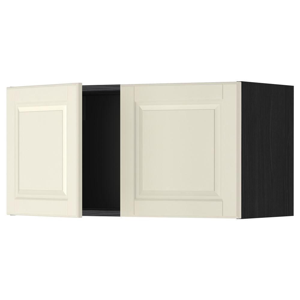 Навесной шкаф с 2 дверями МЕТОД, черный, Будбин белый с оттенком (80x40 см) - схема-чертеж с размерами