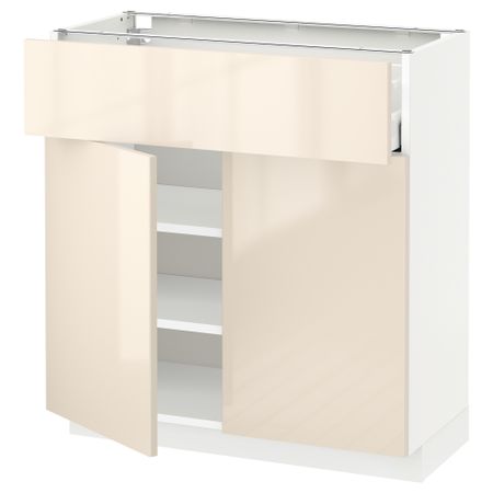Напольный шкаф + ящик, 2 дверцы МЕТОД / МАКСИМЕРА, белый, Рингульт кремовый