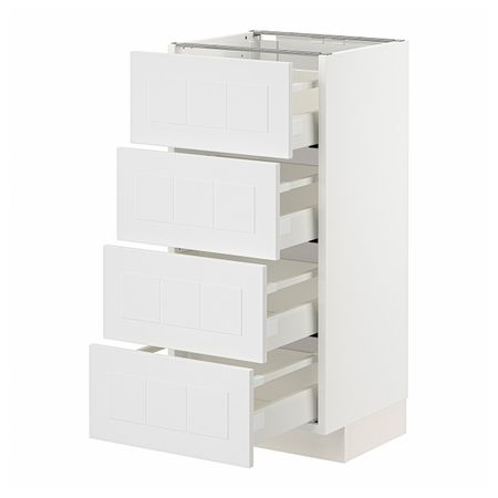 Напольный шкаф 4 фасада/4 ящика, белый/Стенсунд белый 40x37 см IKEA METOD МЕТОД / MAXIMERA МАКСИМЕРА 594.097.04
