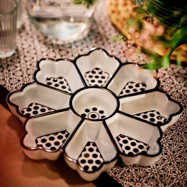 Блюдо, белый, черный 27 см IKEA HEMBJUDEN ХЕМБЬЮДЕН 605.123.90 - схема-чертеж с размерами