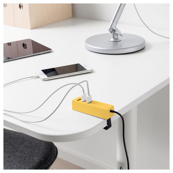 Зарядное устройство USB, с зажимом ЛЁРБИ, желтый - схема-чертеж с размерами