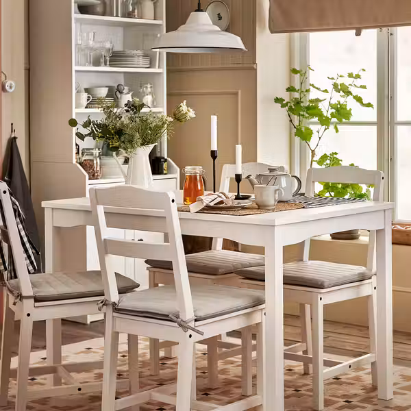 HAUGA / HAUGA Стол и 4 стула - белый/белый 118x74 см - фото 2