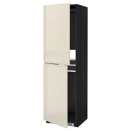 Высокий шкаф для холодильник/мороз, черный, Воксторп глянцевый светло-бежевый 60x60x200 см IKEA МЕТОД 392.243.63
