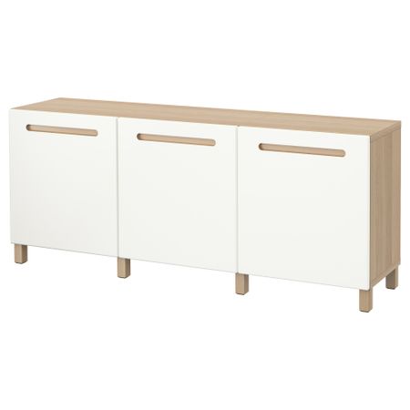 Комбинация для хранения с дверцами БЕСТО, под беленый дуб, Марвикен белый (180x40x74 см)