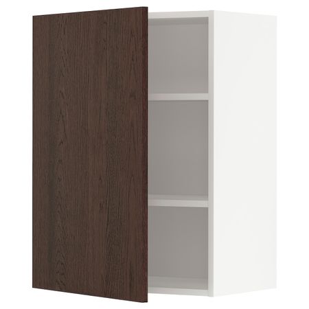 Навесной шкаф с полками, белый/Синарп коричневый 60x80 см IKEA METOD МЕТОД 294.046.42