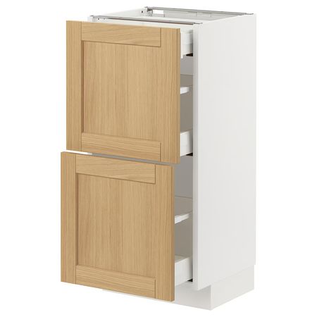 METOD / MAXIMERA Напольный шкаф/2 фасада/3 ящика - белый/Forsbacka дуб 40x37 см