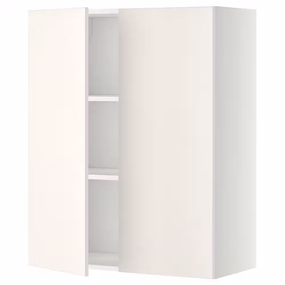 METOD Навесной шкаф с полками/2дверцы - белый/Veddinge белый 80x100 см - фото 1
