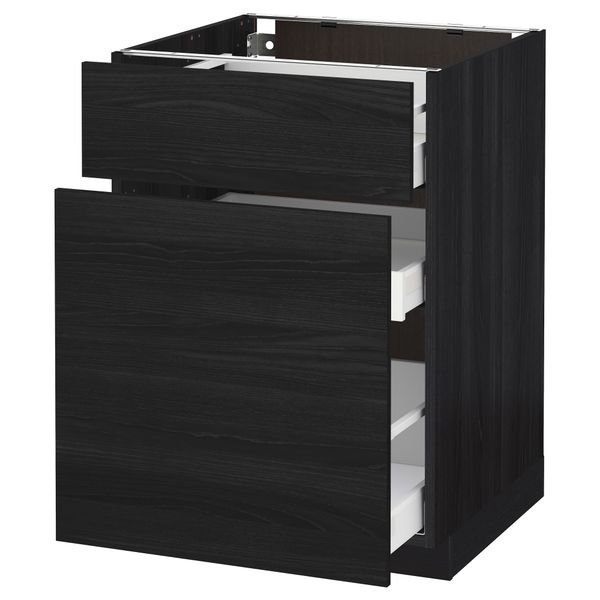Напольный шкаф, выдвижной секцией, ящик МЕТОД / МАКСИМЕРА, черный, Тингсрид черный - схема-чертеж с размерами