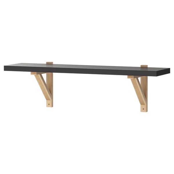 Полка навесная ЭКБИ ЕРПЕН / ЭКБИ ВАЛЬТЕР, черно-коричневый, береза (79x21 см) - схема-чертеж с размерами