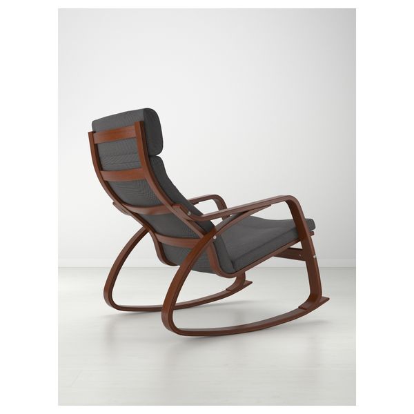 Кресло-качалка ПОЭНГ, классический коричневый, Финнста серый - фото 3