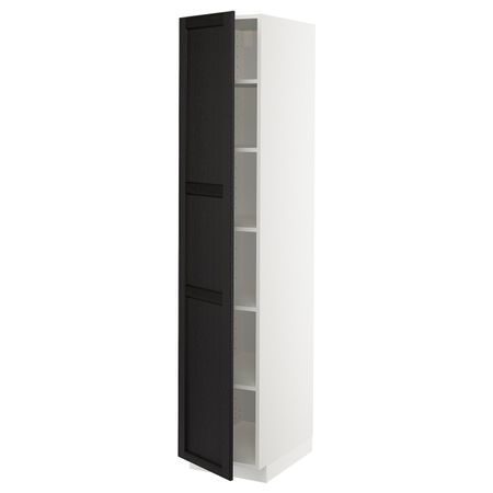 Высокий шкаф с полками, белый/Лерхюттан черная морилка 40x60x200 см IKEA METOD МЕТОД 092.584.20