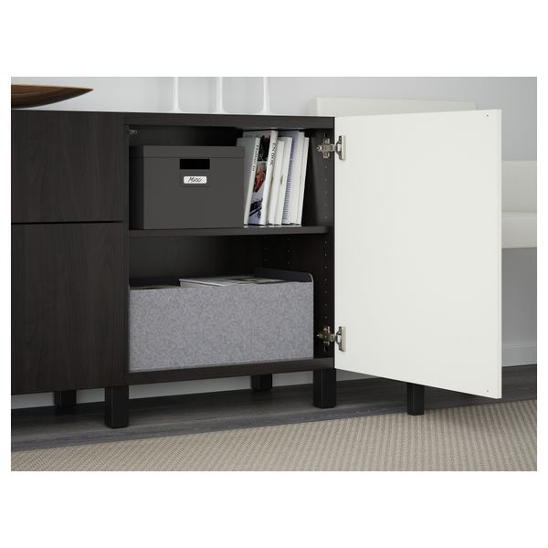 Комбинация для хранения с ящиками БЕСТО, Дьюпвикен белый, Лаппвикен черно-коричневый (180x40x74 см) - фото 3