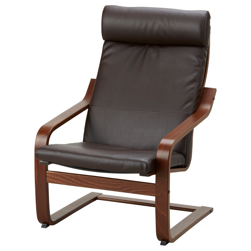 Кресло ПОЭНГ, классический коричневый, Кимстад темно-коричневый - схема-чертеж с размерами