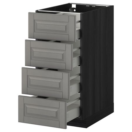 Напольный шкаф 4 фронтальных панели, 4 ящика МЕТОД / МАКСИМЕРА, черный, Будбин серый