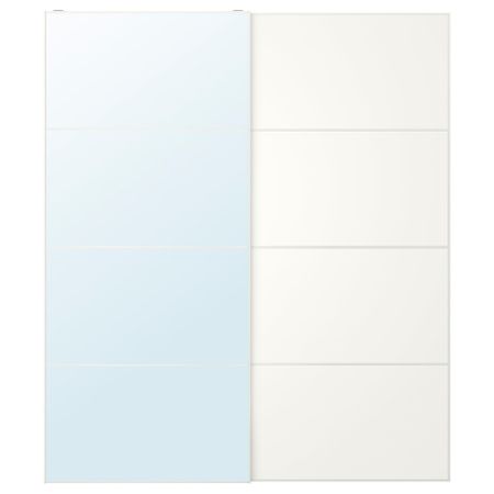 Пара раздвижных дверей АУЛИ / МЕХАМН, зеркальное стекло, белый