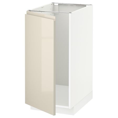 Напольный шкаф для мойки, мусорных конт, белый/Воксторп глянцевый светло-бежевый 40x60 см IKEA METOD МЕТОД 492.245.84