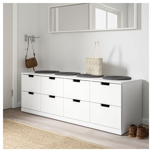 Комод с 8 ящиками НОРДЛИ, белый (160x54 см) - фото 4