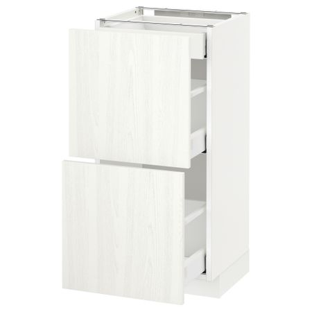Напольный шкаф, 2 фасада, 3 ящика МЕТОД / МАКСИМЕРА, белый, Росдаль белый