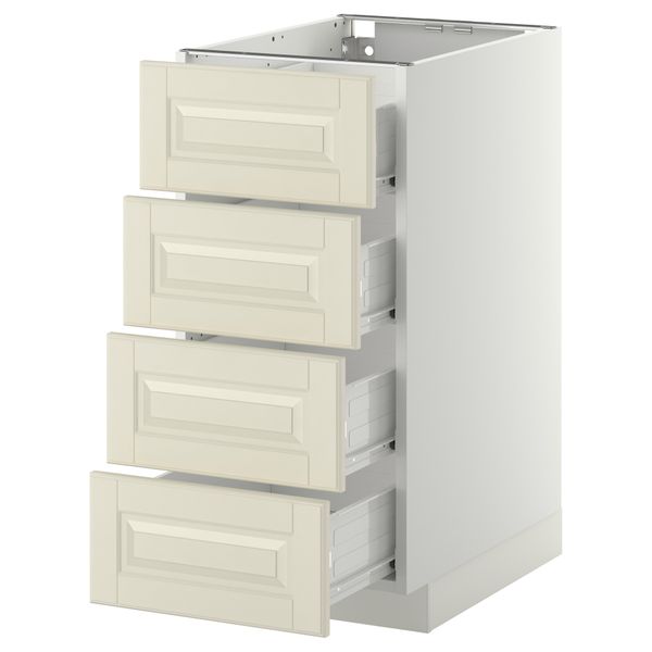 Напольный шкаф 4 фронтальных панели, 4 ящика МЕТОД / ФОРВАРА, белый, Будбин белый с оттенком - схема-чертеж с размерами