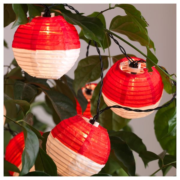 Гирлянда, 12 светодиодов СОЛВИДЕН, для сада, на солнечной батарее красный/белый - фото 4