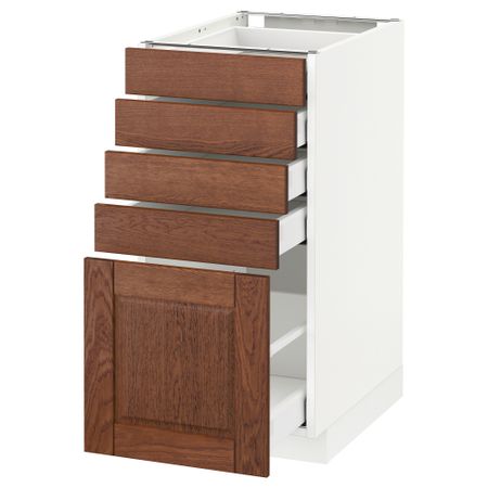 Напольный шкаф с 5 ящиками МЕТОД / МАКСИМЕРА, белый, Филипстад коричневый