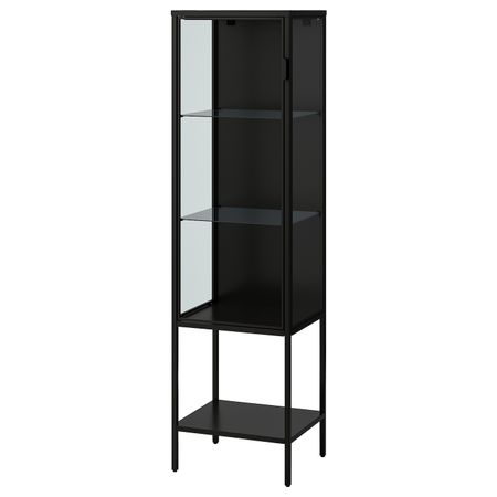 Шкаф-витрина, антрацит 42x37x155 см IKEA RUDSTA РУДСТА 004.501.30