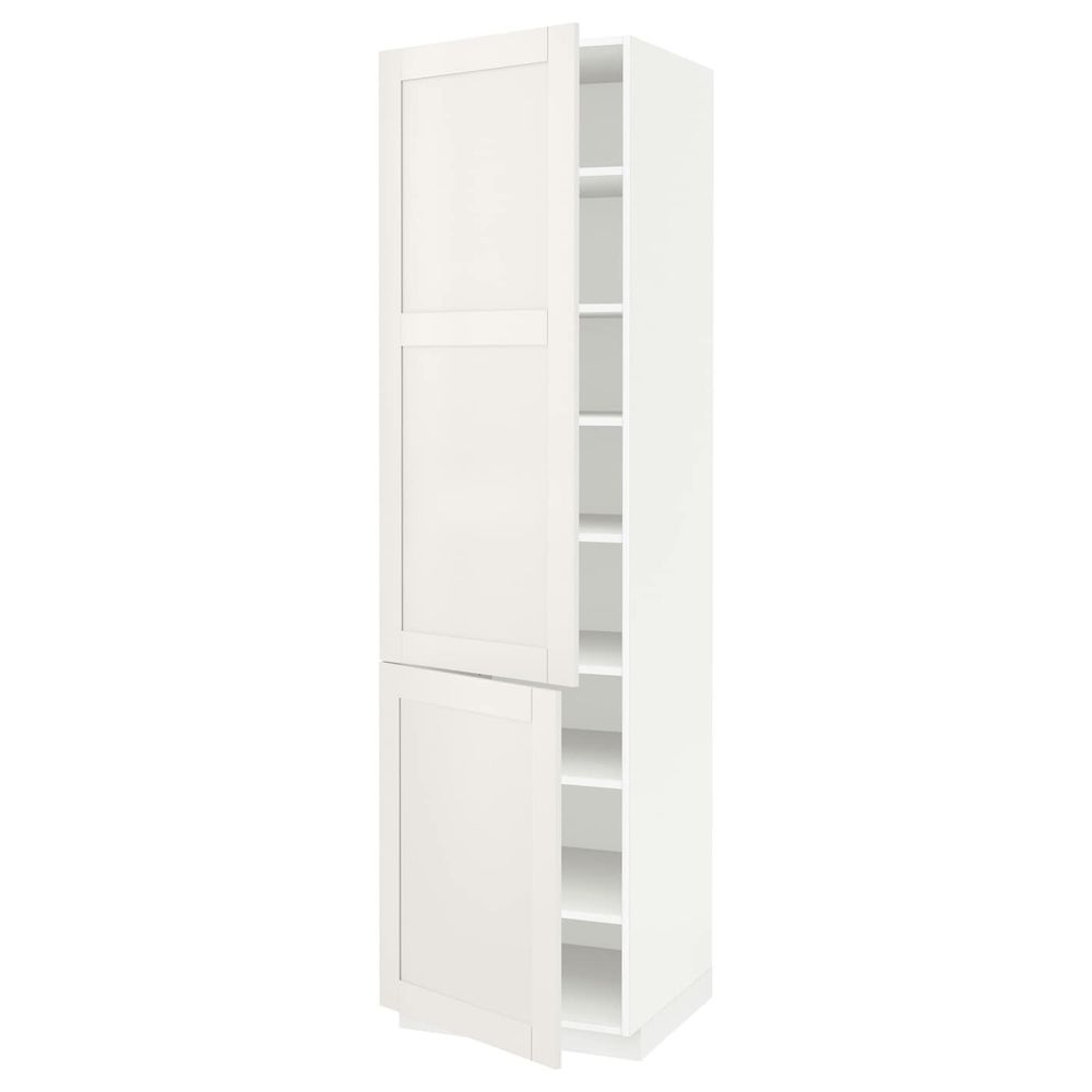 Высокий шкаф с полками, 2 дверцы, белый/Сэведаль белый 60x60x220 см IKEA METOD МЕТОД 194.452.71 - фото 1