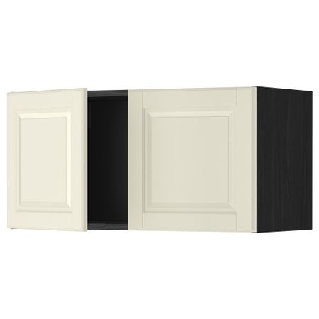 Навесной шкаф с 2 дверями МЕТОД, черный, Будбин белый с оттенком (80x40 см)