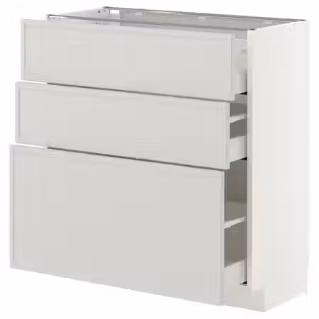 METOD / MAXIMERA Напольный шкаф с 3 ящиками - белый/Aspudden светло-серый 80x37 см