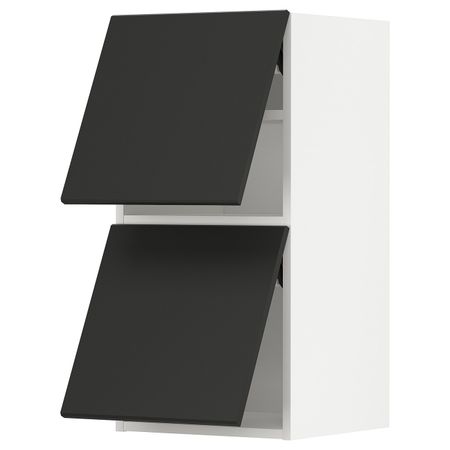 Навесной горизонтальный шкаф/2двери, белый/Кунгсбакка антрацит 40x80 см IKEA METOD МЕТОД 493.938.26