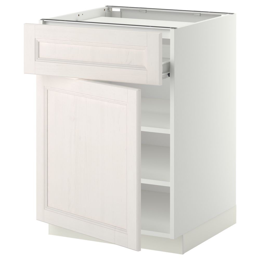 Напольный шкаф для варочной панели, ящик, полка, дверцы МЕТОД / ФОРВАРА, белый, Лаксарби белый - фото 1