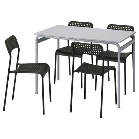Стол и 4 стула, серый серый-черный, 110 см IKEA ADDE АДДЕ, GRÅSALA 394.972.59
