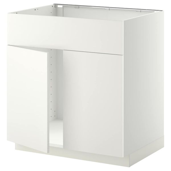 Напольный шкаф под мойку 2 дверцы, фронтальных пнл, белый/Хэггеби белый 80x60 см IKEA METOD МЕТОД 092.262.93 - схема-чертеж с размерами