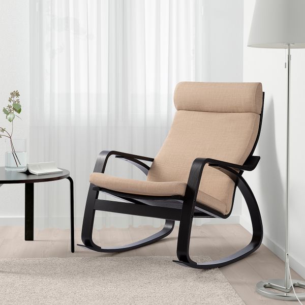 Кресло-качалка, черно-коричневый/Шифтебу бежевый IKEA POÄNG ПОЭНГ 793.987.85 - фото 2