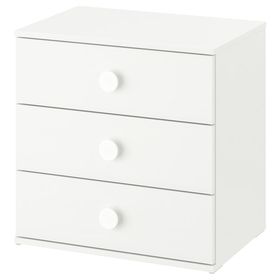 GODISHUS Комод с 3 ящиками - белый 60x40x60 см