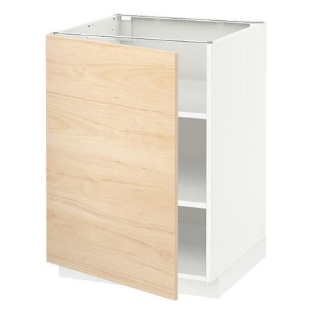 Напольный шкаф с полками, белый/Аскерсунд под светлый ясень 60x60 см IKEA METOD МЕТОД 594.466.26
