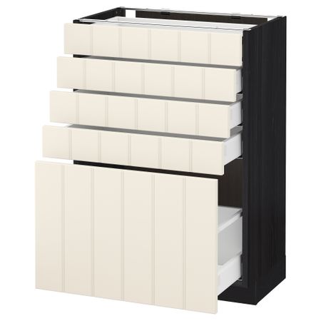 Напольный шкаф с 5 ящиками МЕТОД / МАКСИМЕРА, черный, Хитарп белый с оттенком