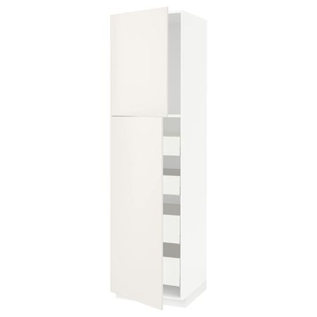 Высокий шкаф/2дверцы/4ящика, белый, Веддинге белый, 60x60x220 см IKEA МЕТОД / МАКСИМЕРА 793.180.10