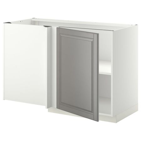 Угловой напольный шкаф с полкой, белый/Будбин серый 128x68 см IKEA METOD МЕТОД 194.465.86