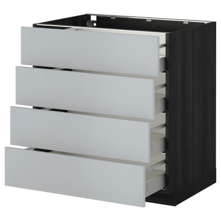 Напольный шкаф 4 фронтальных панели, 4 ящика МЕТОД / МАКСИМЕРА, черный, Веддинге серый