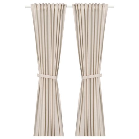 LENDA Гардины с прихватом, 2 шт. - белый с оттенком/с лентой 140x300 см