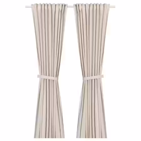 LENDA Гардины с прихватом, 2 шт. - белый с оттенком/с лентой 140x300 см