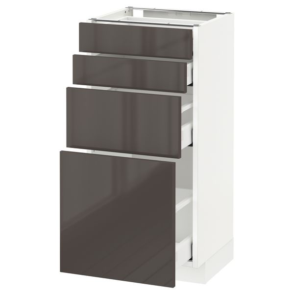 Напольный шкаф 4 фронтальных панели, 4 ящика МЕТОД / МАКСИМЕРА, белый, Рингульт серый - схема-чертеж с размерами